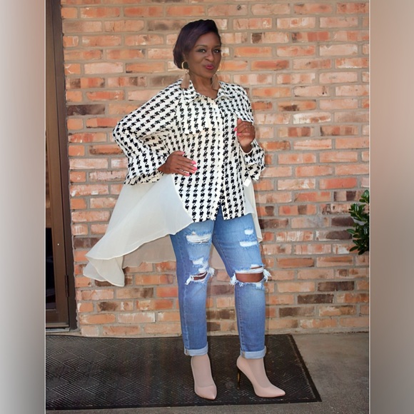 SOLD**POET SLEEVE Sz. L TOP - HOUNDSTOOTH SOLD OUT** - Picture 8 of 10